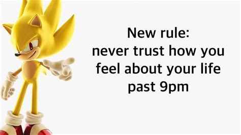 sonic never trust how you feel about your life|Never trust how you feel about your life past 9pm Meme Generator.
